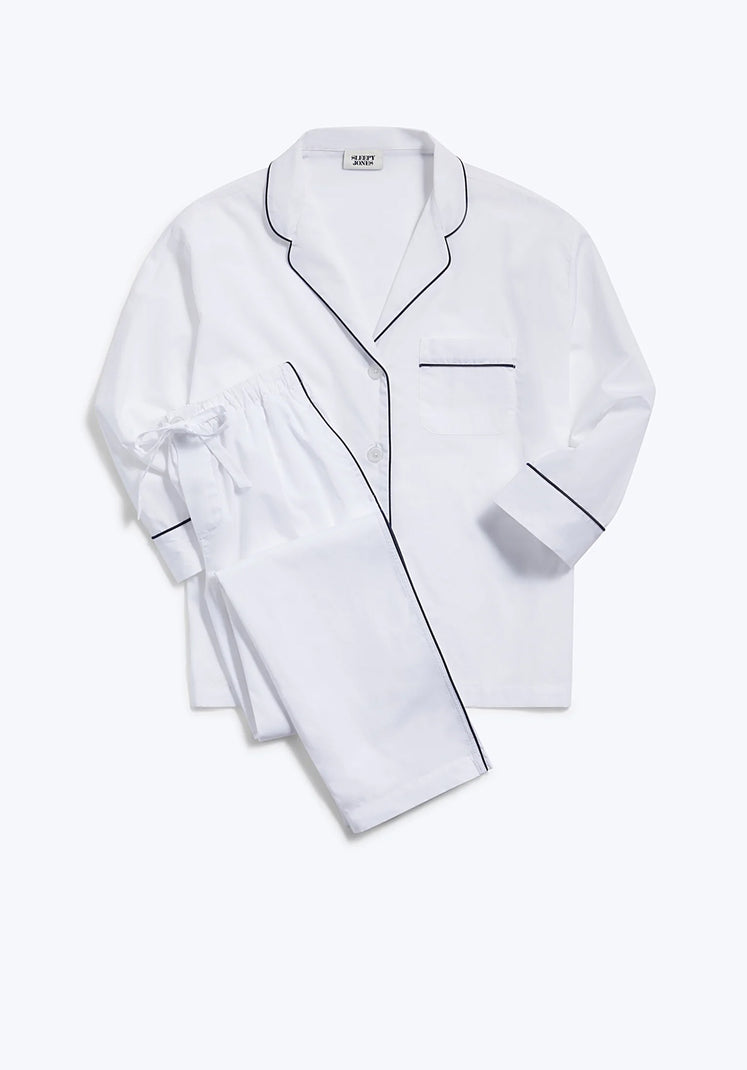 Marina Pajama Set in White Poplin